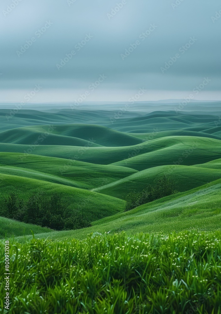 Green rolling hills under cloudy sky Green rolling hills under cloudy sky