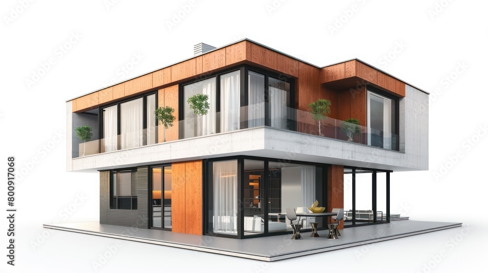 3d house modern isolated on white background,AI generated image. 3d house modern isolated on white background,AI generated image.