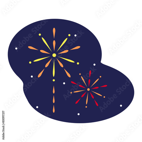 夜空と花火のベクターイラスト