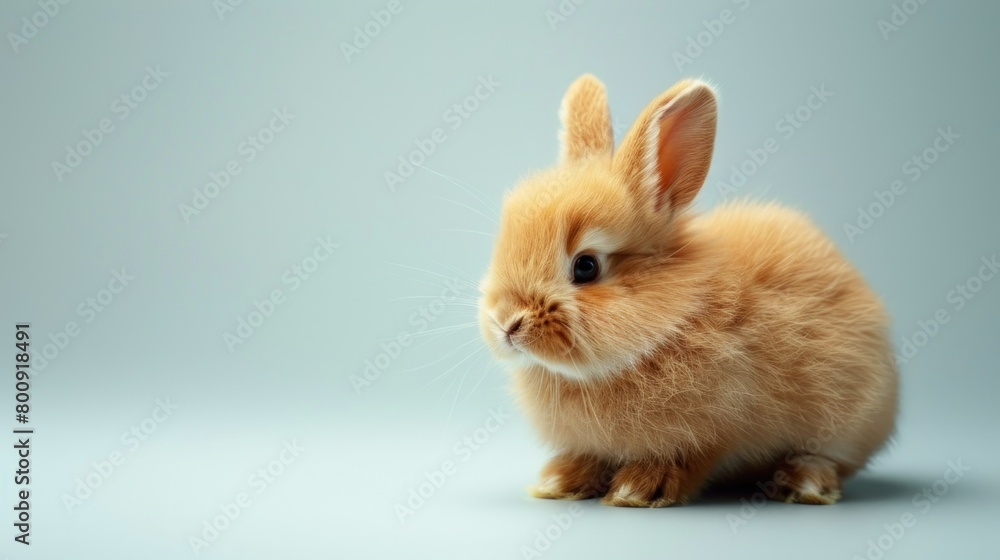 Little brown rabbit isolated on white background.AI generated image.
