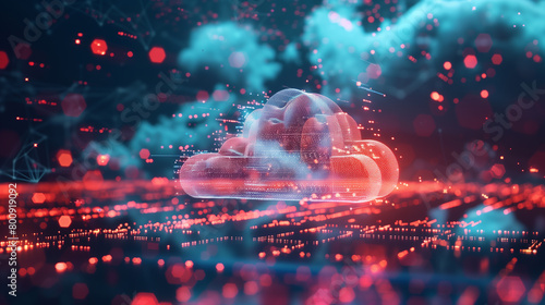 Cloud computing and digital networking, global connection concept with futuristic cyberspace background 
