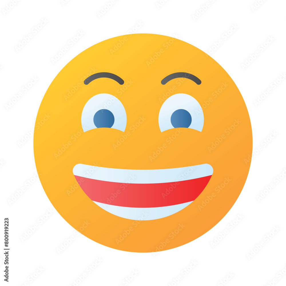 Fototapeta premium Enthusiastic emoji icon, happy face vector design