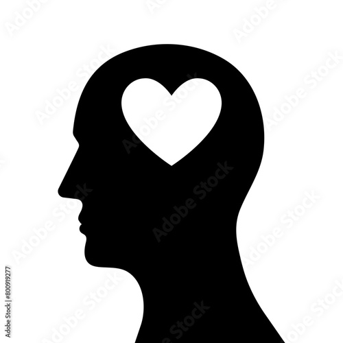 Heart in Human Head. Brain and Heart Concept. Vector Illustration.  © BillionsPhoto