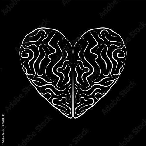 Brain and Heart Logo Symbol. Vector Illustration. 