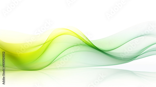 Luminous green and yellow spectrum wave patterns evoking innovation  isolated on a solid white background. 