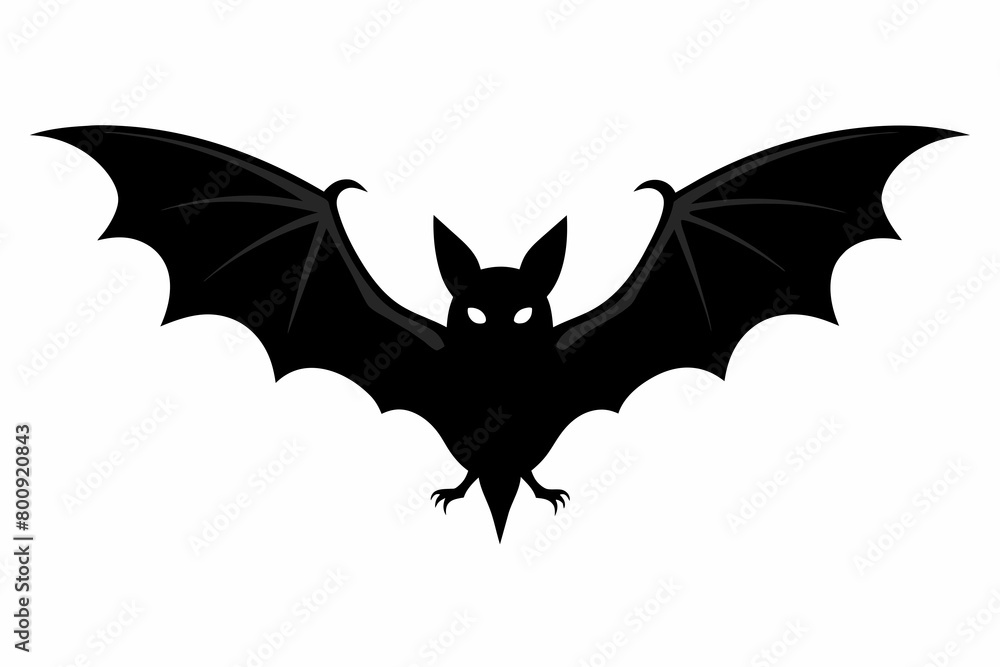 Fototapeta premium Bat silhouette vector illustration isolated on white background.