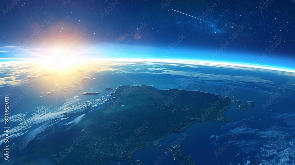 Fototapeta premium 日の出、宇宙からの風景12