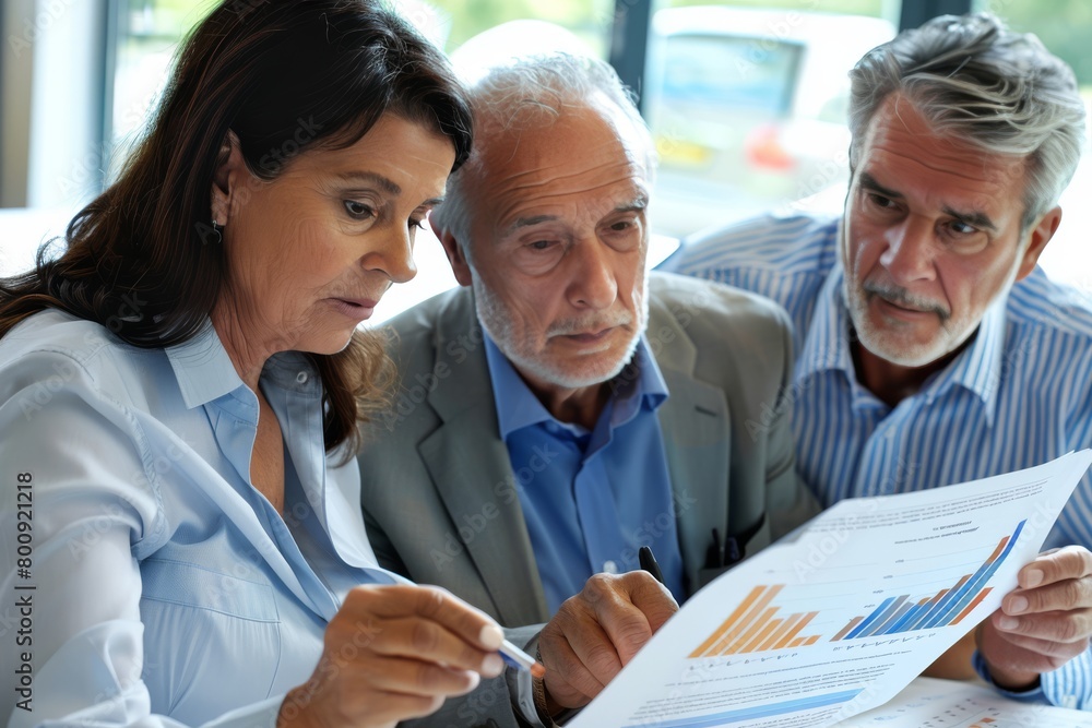 executives reviewing a printed copy executives reviewing a printed copy