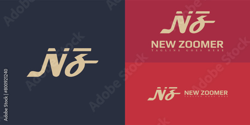 Abstract initial letter NZ or ZN logo in gold color isolated on multiple background colors. The logo is suitable for Car Importer Sister Company icon logo design inspiration templates. photo