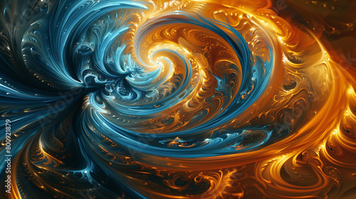 soft swirling patterns of azure and deep amber, ideal for an elegant abstract background