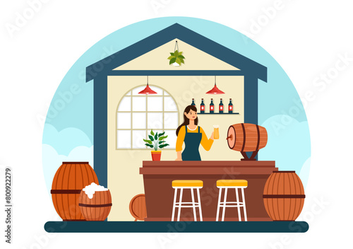 Wallpaper Mural Brewery Production Process Vector Illustration with Beer Tank and Bottle Full of Alcohol Drink for Fermentation in Flat Cartoon Background Torontodigital.ca