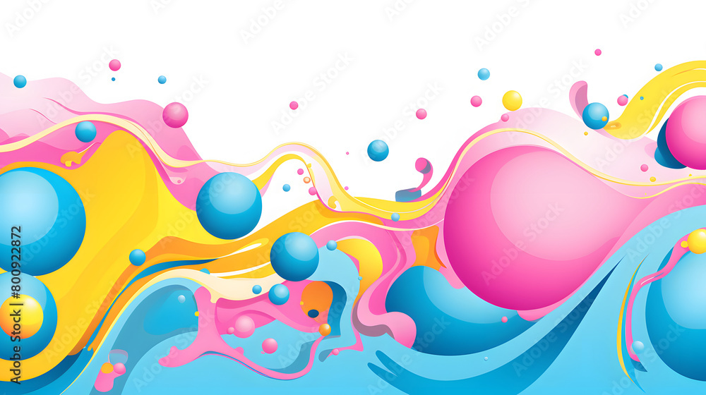 Fototapeta premium Digital retro cartoon bubbly juicy swirls geometric pattern graphics poster background
