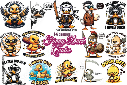 Funny Duck Quotes vector Bundle tshirt design