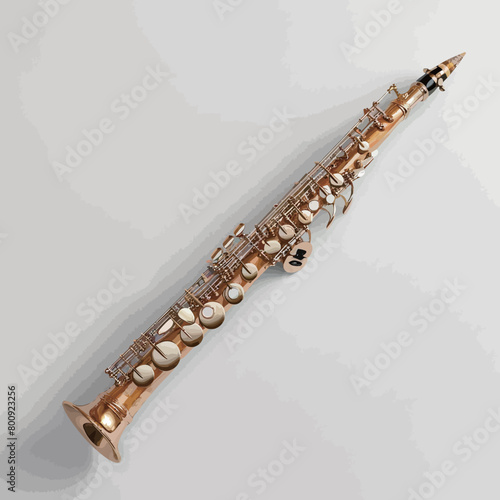 Wooden clarinet isolated on white background. 3D illustration.