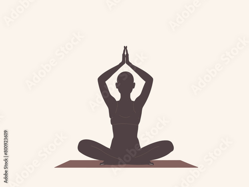 waiter background, Yoga - A person practicing yoga poses on a mat., very simple and isolate in the style of animated illustrations, waiter background