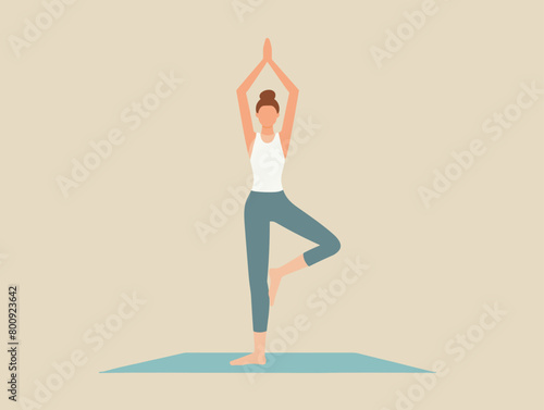 waiter background, Yoga - A person practicing yoga poses on a mat., very simple and isolate in the style of animated illustrations, waiter background