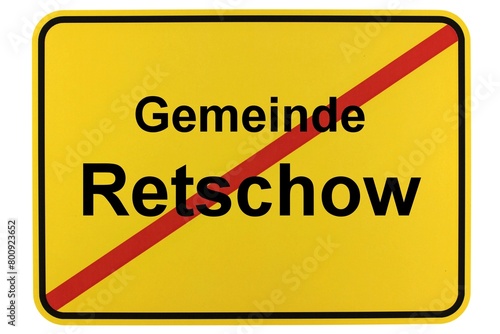 Illustration eines Ortsschildes der Gemeinde Retschow in Mecklenburg-Vorpommern