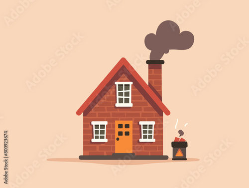 wither background, A cozy Elda house with smoke coming out of the chimney., very simple and isolate in the style of animated illustrations, wither background