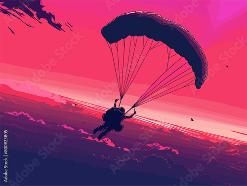 wither background, A parachute opening mid-air during a skydive., in the style of animated illustrations, wither background