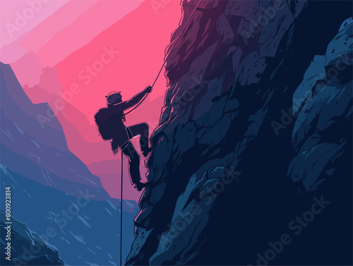 wither background, A rock climber scaling a steep cliff face., in the style of animated illustrations, wither background