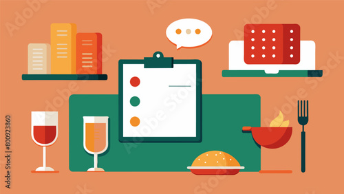 A restaurant with menus available in multiple formats including braille and audio for individuals with visual impairments.. Vector illustration