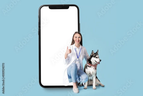 Veterinarian with cute dog ...