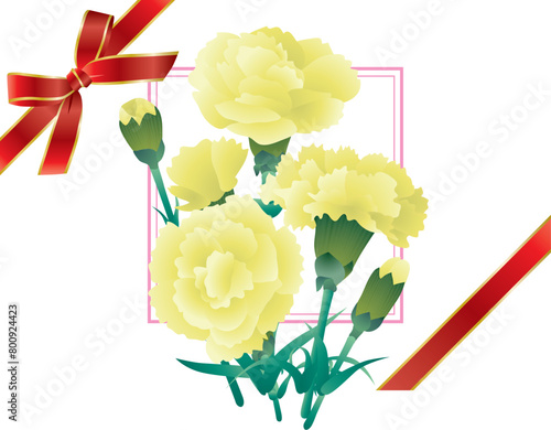 母の日　黄色　カーネーション　花束　プレゼント