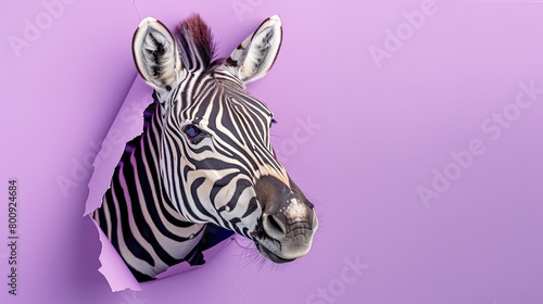 Playful Zebra  Photorealistic Scene with Minimalist Background