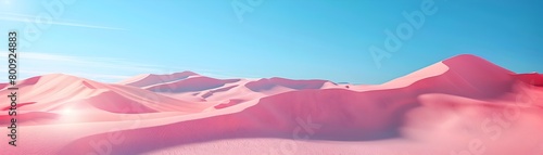 Captivating Saharan Solitude:Dreamlike Pink Sand Dunes Under Ethereal Blue Skies