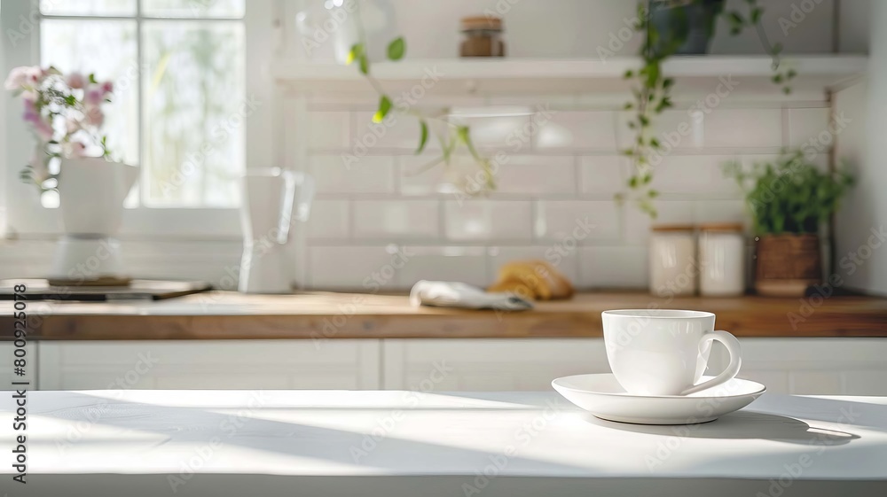cup of coffee in white kitchen, Generative AI, cup of coffee in white kitchen, Generative AI,