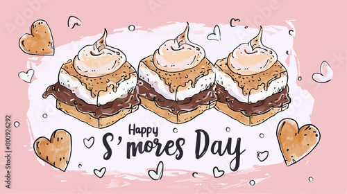 Happy S mores Day greetings  cute card  pastel colors