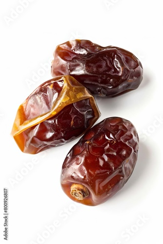 Dried dates fruits isolated on white background, Generative AI,