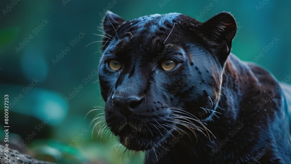 Cool wild black panther closeup