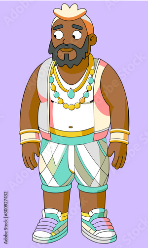 Confident, stylish, and unapologetically himself: a trendsetting fat man exudes urban charm in his unique ensemble, owning every moment