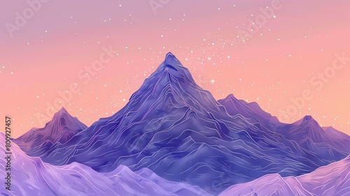 Purple night mountains illustration poster background © jinzhen