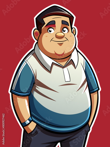 Confident, stylish, and unapologetically himself: a trendsetting fat man exudes urban charm in his unique ensemble, owning every moment