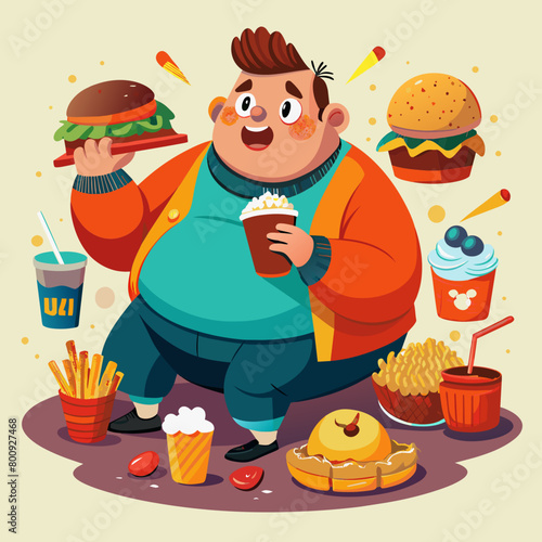 Confident, stylish, and unapologetically himself: a trendsetting fat man exudes urban charm in his unique ensemble, owning every moment