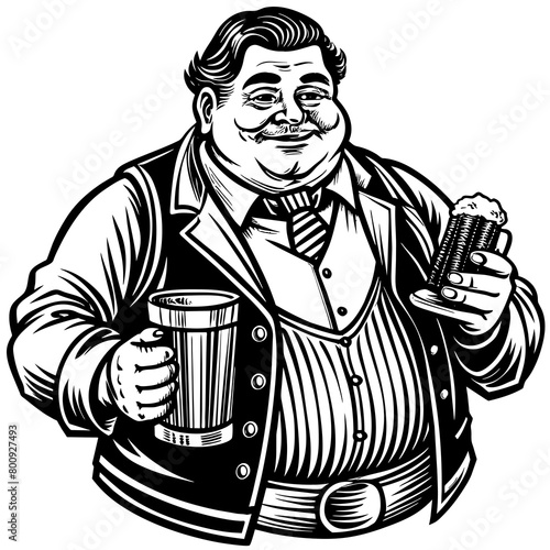 Confident, stylish, and unapologetically himself: a trendsetting fat man exudes urban charm in his unique ensemble, owning every moment