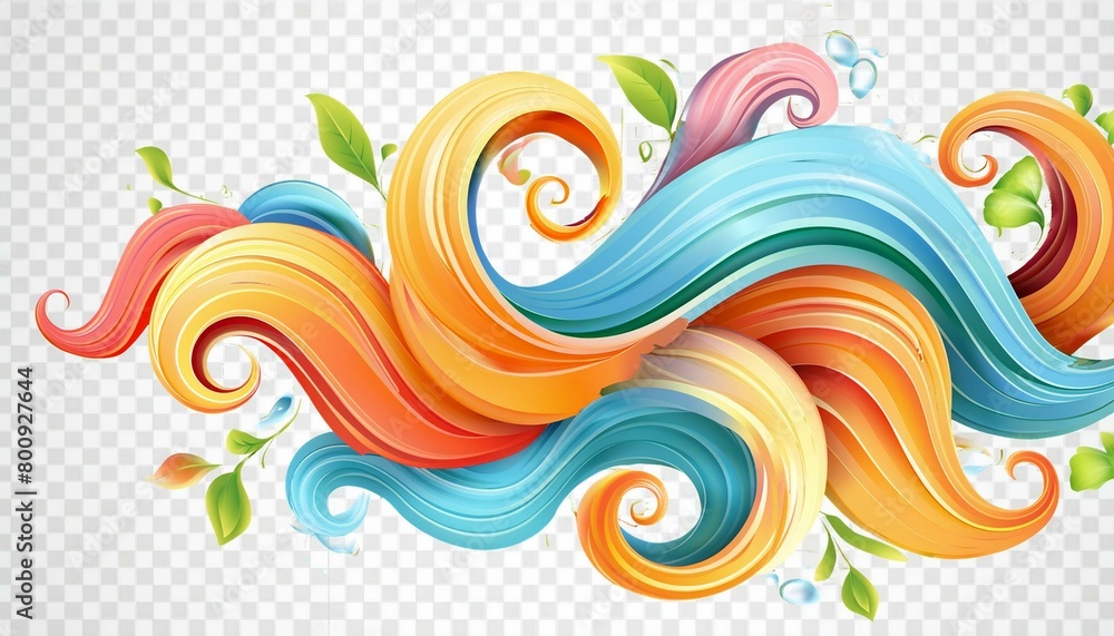 Fototapeta premium harmonious patterns swirling in an abstract shape isolated on a transparent background.