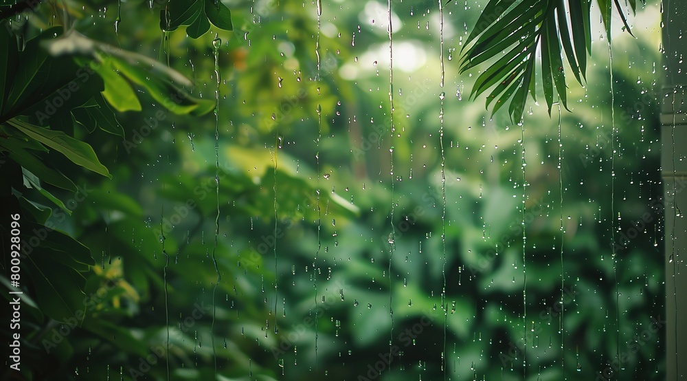 Fototapeta premium raindrops on a window with a blurry background