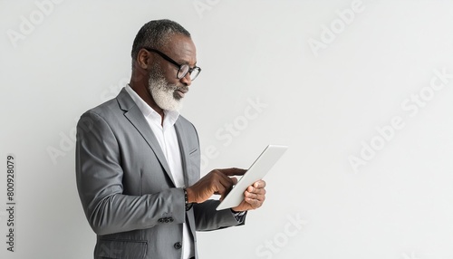 Businessman Analyzing Financial Data on Tablet