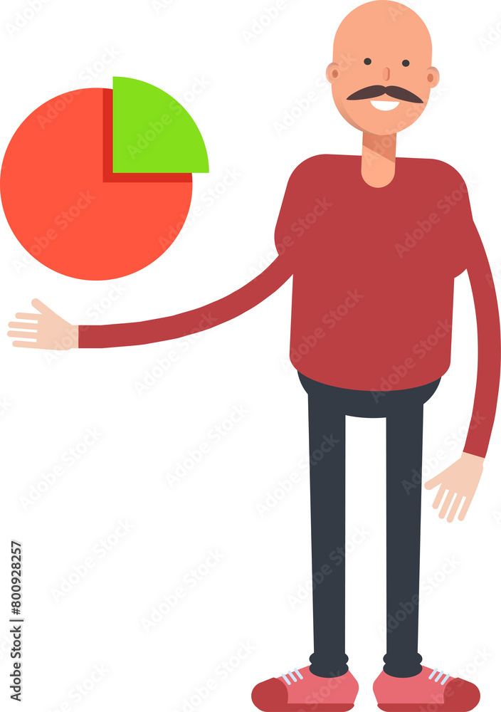 Bald Man Character Holding Pie Chart
Bald Man Character Holding Pie Chart