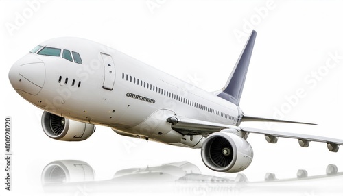 Modern passenger airliner during flight, isolated on white background, side view 