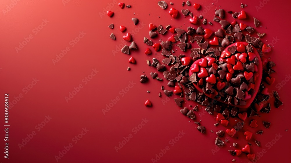 Valentine's Day with Love Heart Background,  World Chocolate Day concept. Sweet chocolates perfect for valentines day background.