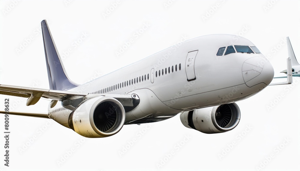 Fototapeta premium Modern passenger airliner during flight, isolated on white background, side view 