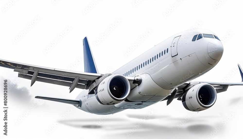 Modern passenger airliner during flight, isolated on white background, side view Modern passenger airliner during flight, isolated on white background, side view