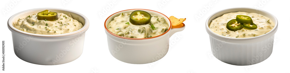 Collection of Jalapeno Artichoke Dip isolated on transparent png background. Generative ai Collection of Jalapeno Artichoke Dip isolated on transparent png background. Generative ai