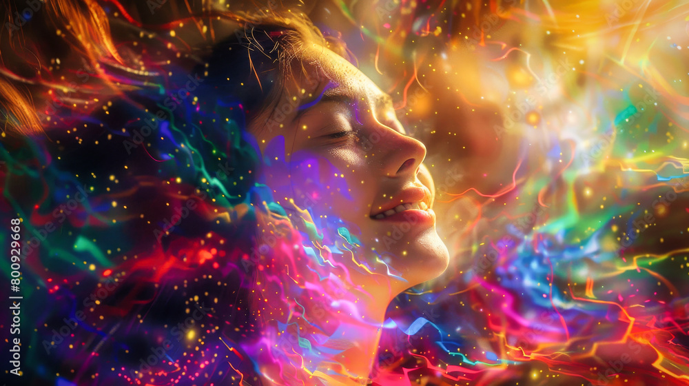 Higher consciousness personified in a smilinig young woman Higher consciousness personified in a smilinig young woman
