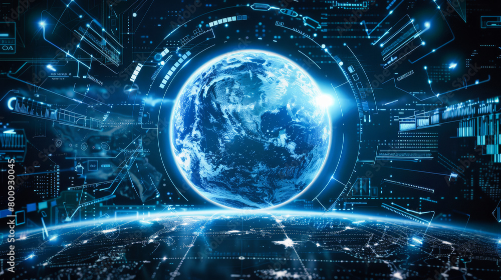 A hologram of planet Earth, futuristic technology concept A hologram of planet Earth, futuristic technology concept