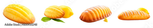 Collection of Lemon Madeleine isolated on transparent png background. Generative ai photo